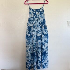 Joie Blue Floral Tie Back Midi Dress 8